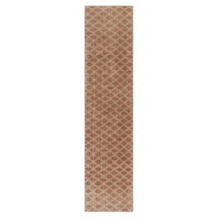 Vintage Distressed Läufer, Rustikales Beige mit rostigen Blumen - Rug & Kilim
