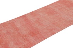 Vintage Distressed Runner Rug, Solid Monochrome in Pink and Beige - Rug & Kilim