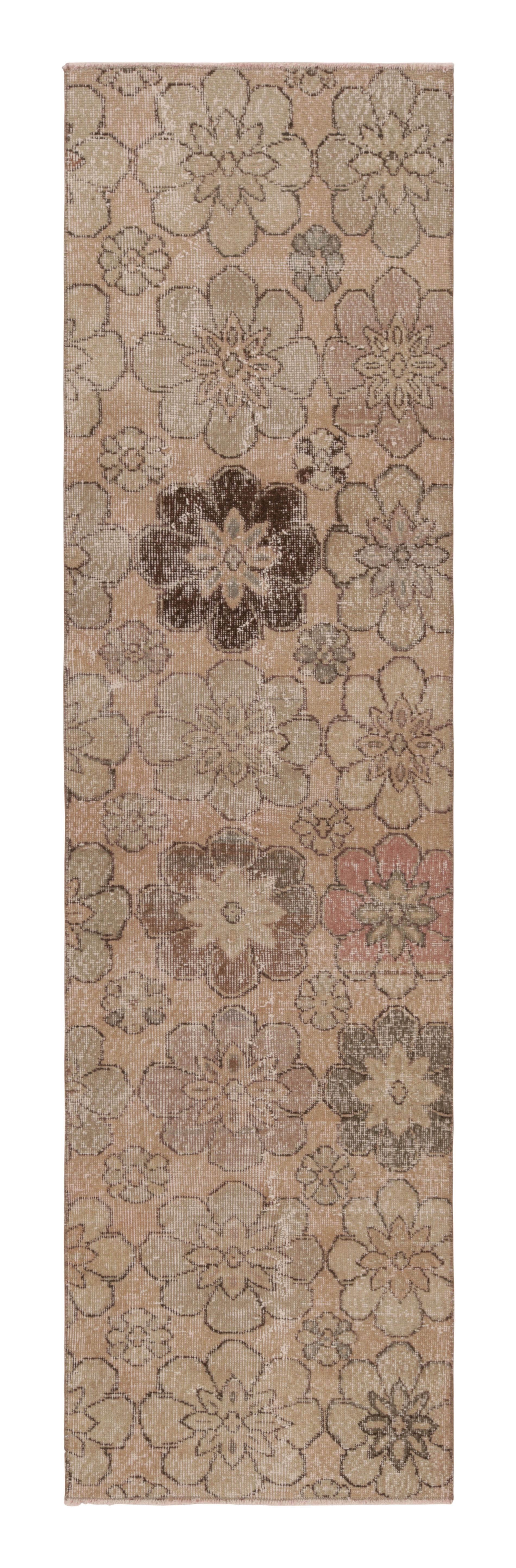 Tappeto vintage con motivo floreale beige-marrone - Rug & Kilim
