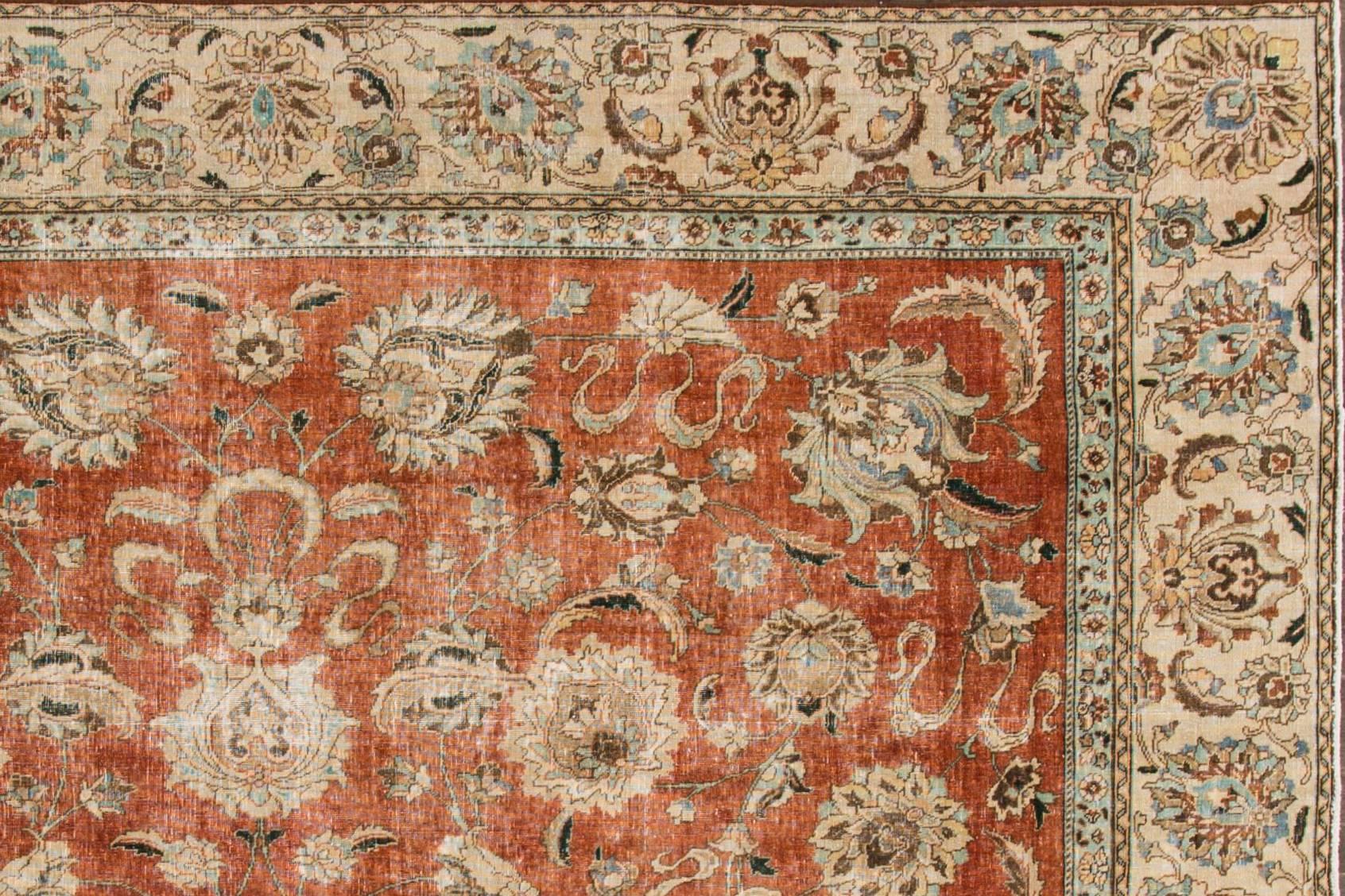 Vintage Distressed Rust Persian Carpet In Distressed Condition In Norwalk, CT