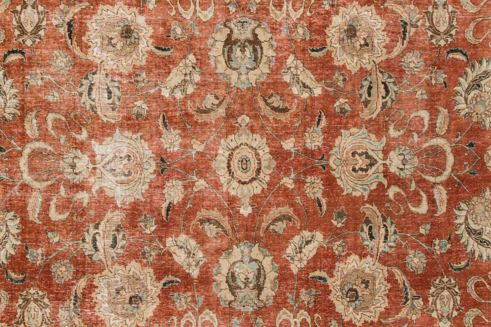 Early 20th Century Vintage Distressed Rust Persian Carpet