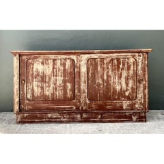 Vintage Distressed Sliding Door Credenza