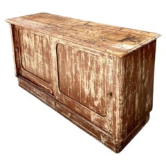 Vintage Distressed Sliding Door Credenza