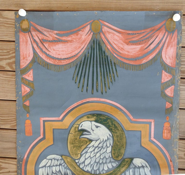 Vintage Distressed St. John Eagle Quadrefoil Painting For Sale at 1stDibs