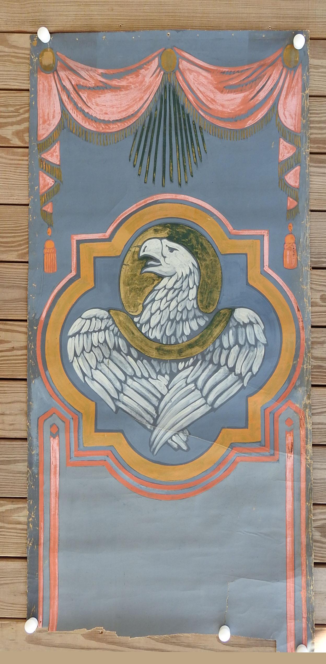 American Vintage Distressed St. John Eagle Quadrefoil Painting For Sale