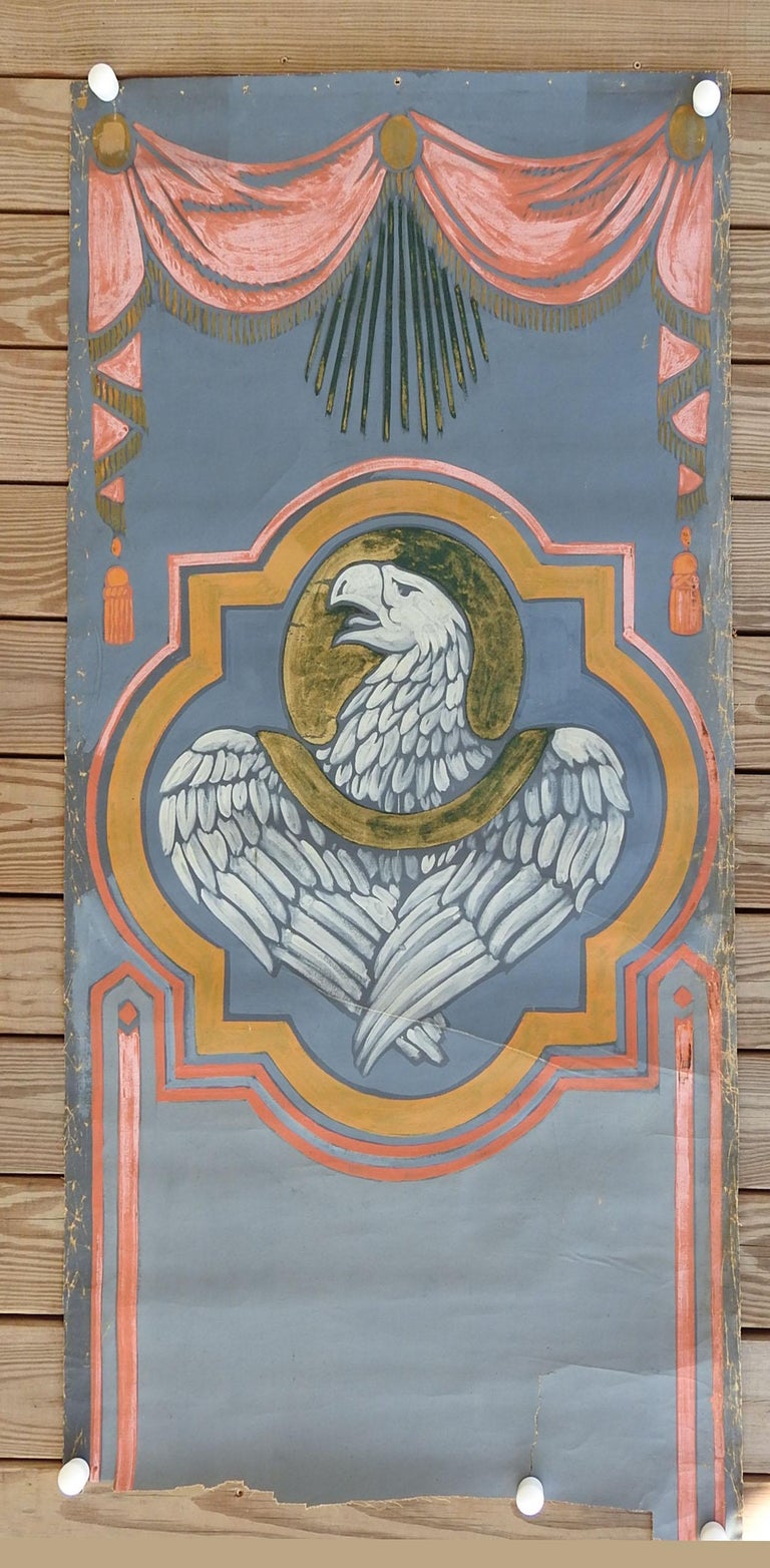 Vintage Distressed St. John Eagle Quadrefoil Painting For Sale at 1stDibs