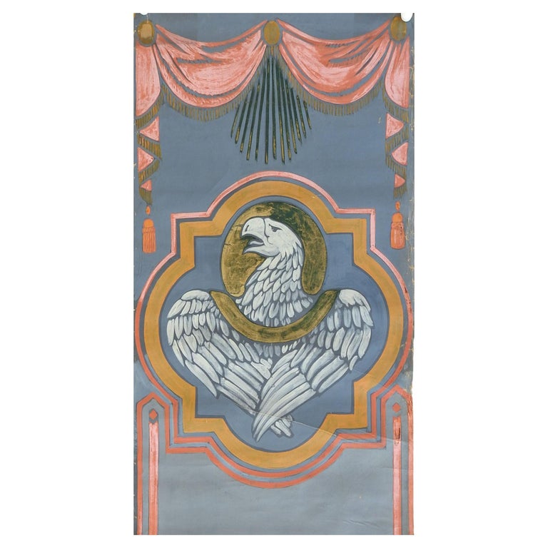 Vintage Distressed St. John Eagle Quadrefoil Painting For Sale at 1stDibs
