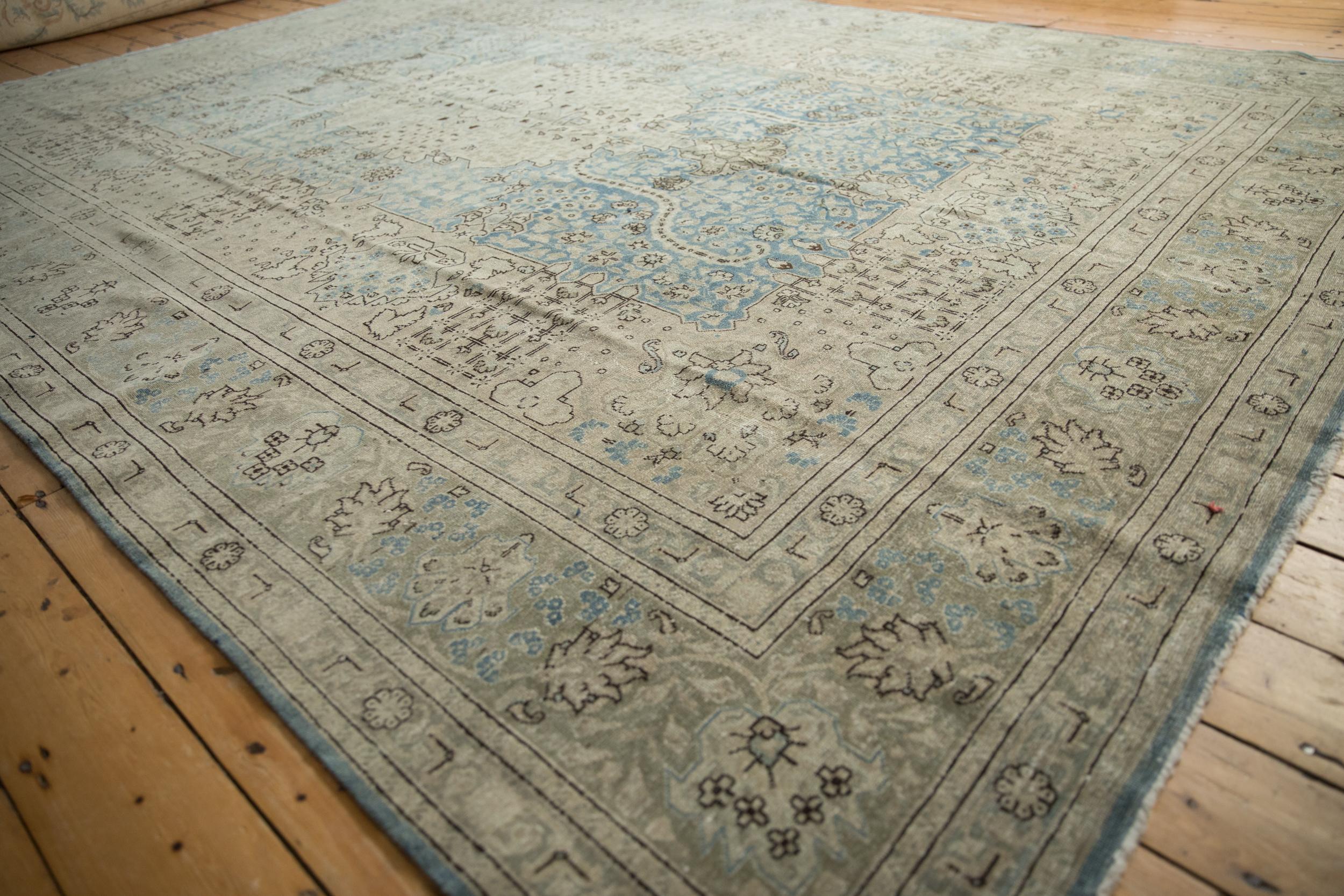 Hand-Knotted Vintage Distressed Tabriz Carpet For Sale