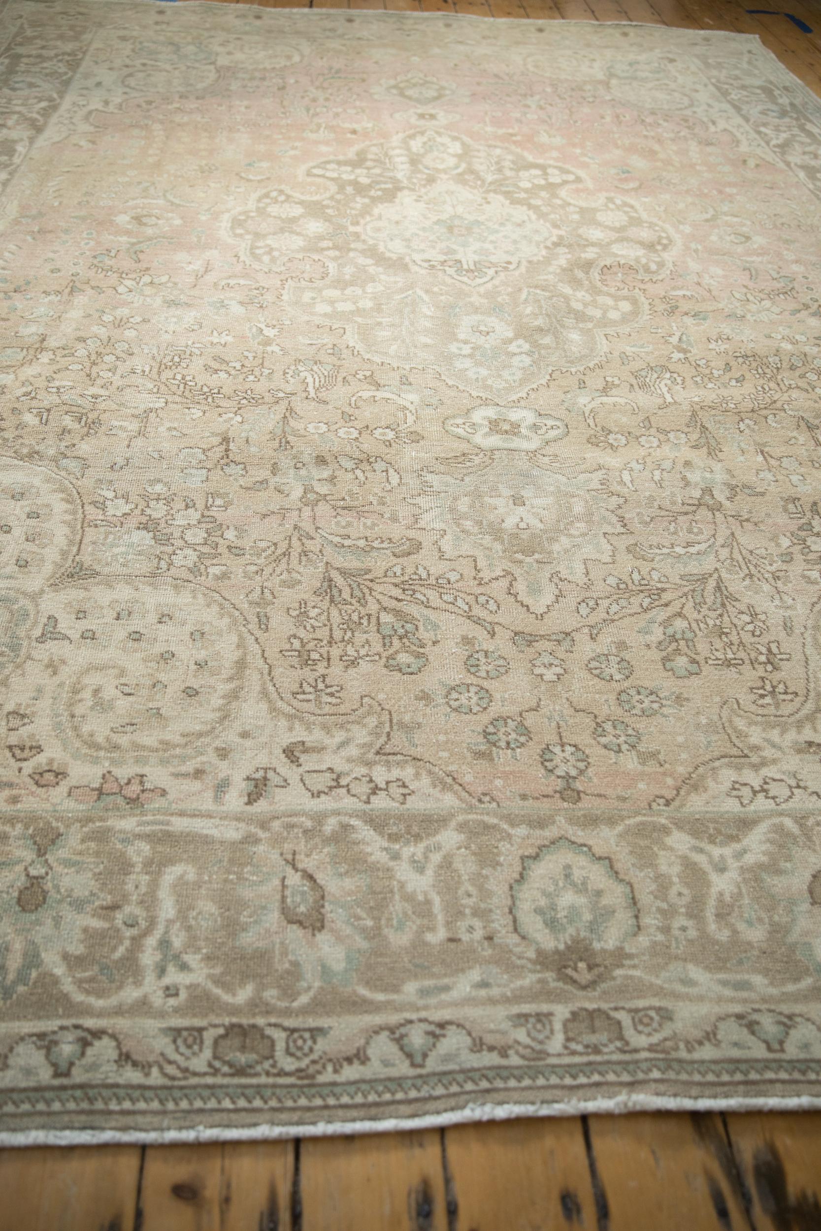 Vintage Distressed Tabriz Carpet For Sale 1