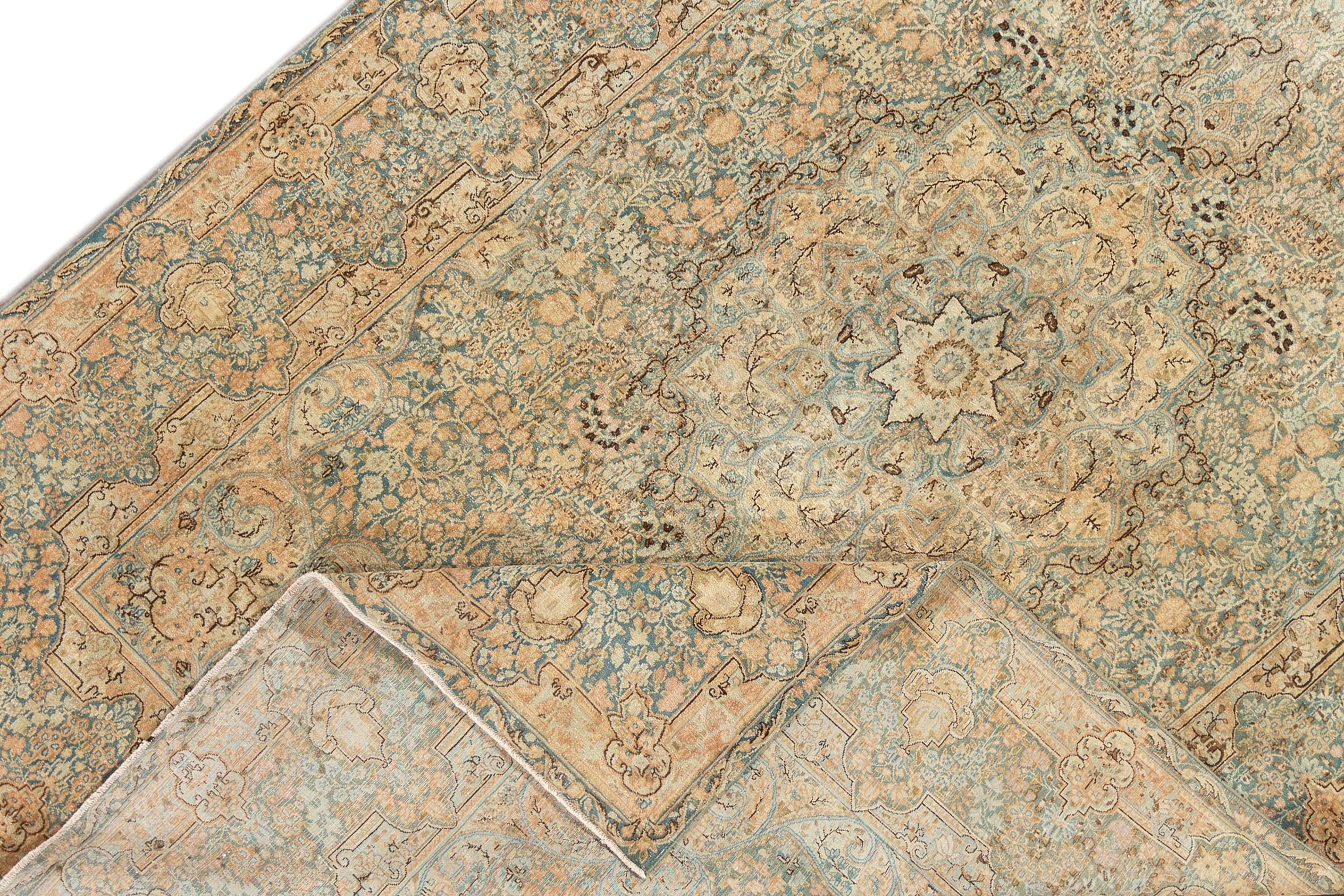 Asiatique Vieux tapis en laine sarcelle vieilli en vente