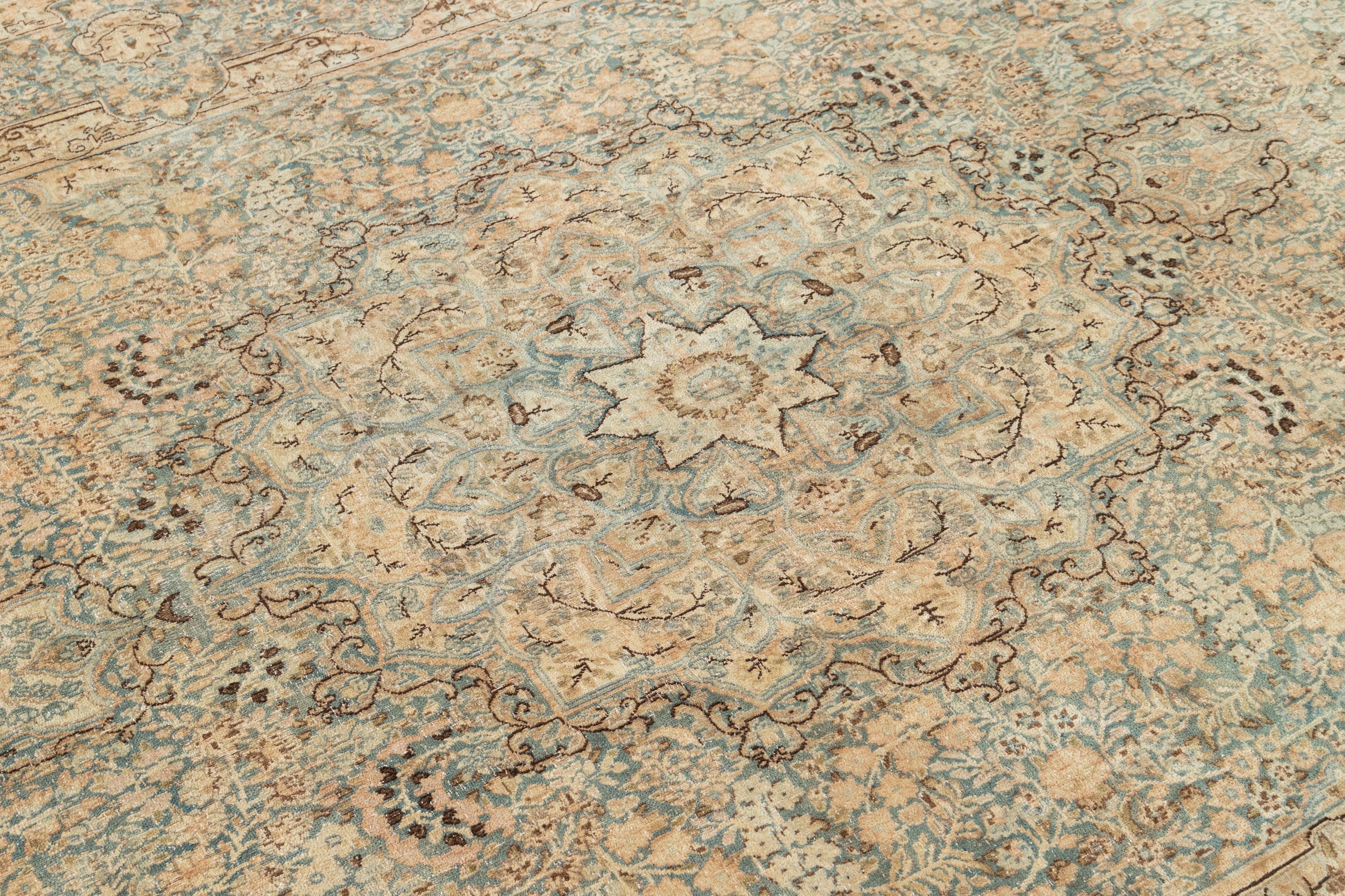 Vieux tapis en laine sarcelle vieilli en vente 2