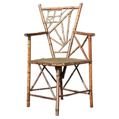 Vintage Distressed Tortoise Bamboo Chair