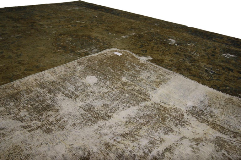 Vintage Distressed Turkish Industrial Area Rug with Rustic Gustavian ...