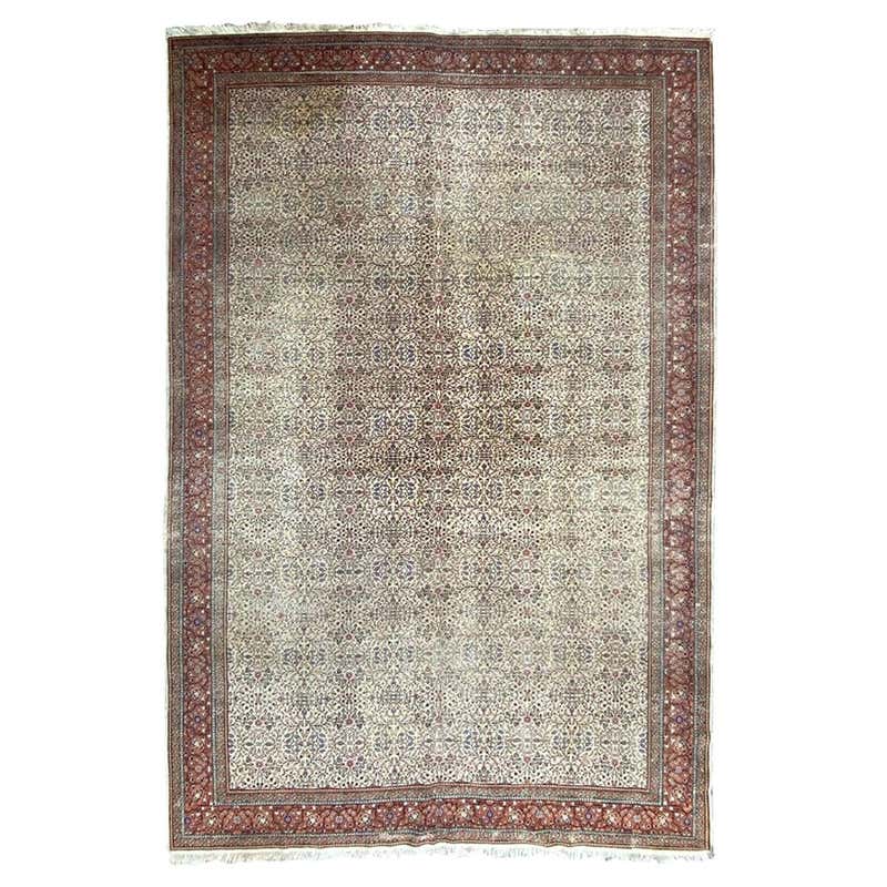 Distressed Vintage Turkish Rug with Rustic Modern Brick Design For Sale ...