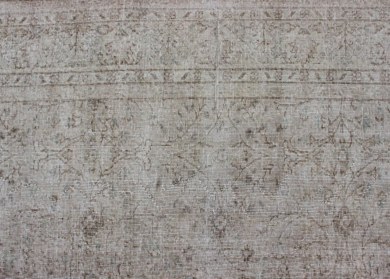 Vintage Distressed Turkish Rug with All-Over Pattern in Light Cream ...