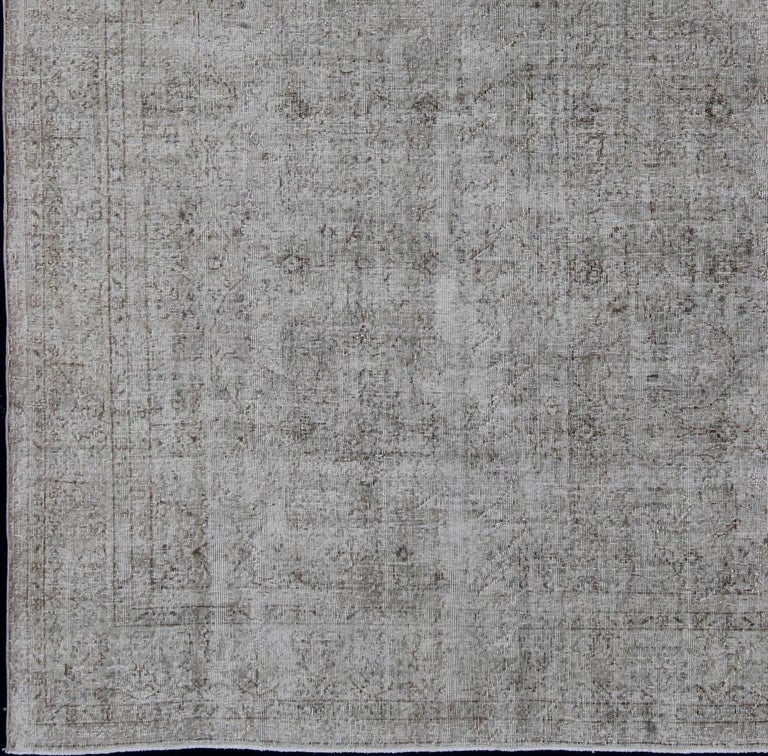 Vintage Distressed Turkish Rug with All-Over Pattern in Light Cream ...