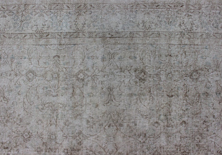 Vintage Distressed Turkish Rug with All-Over Pattern in Light Cream ...