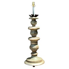 Vintage Distressed Wood Table Lamp