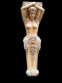 Vintage Distressed Wooden Figurehead Ship Busts Terms Depicting Lady