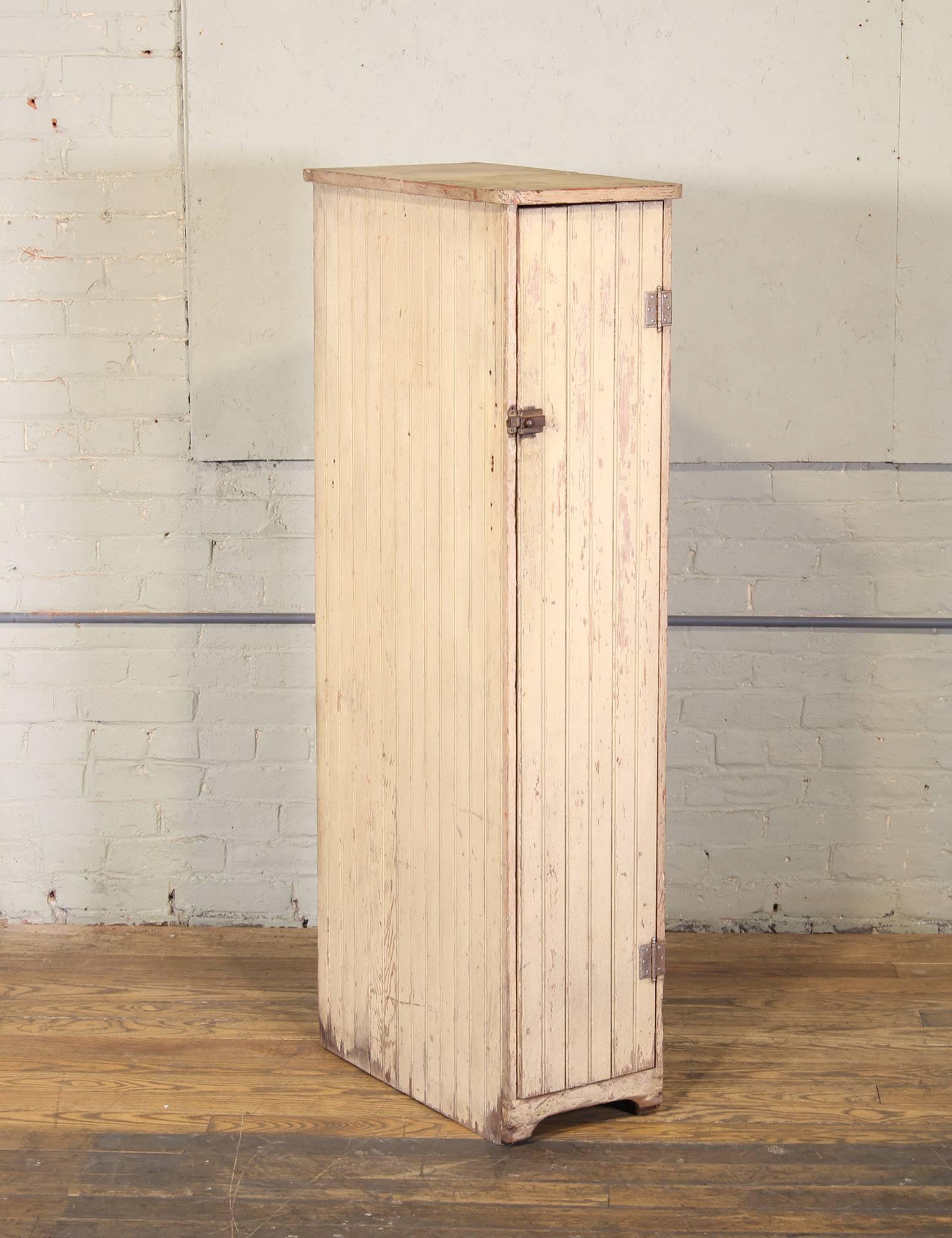 Vintage Distressed Wooden Storage Locker In Distressed Condition In Oakville, CT