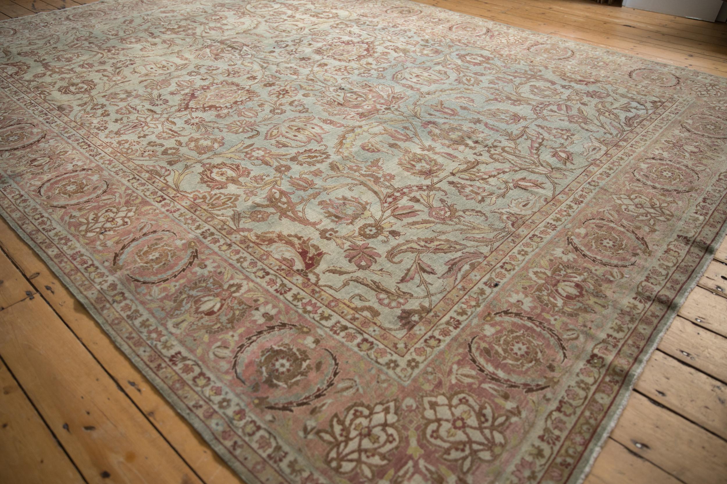 Asian Vintage Distressed Yezd Carpet For Sale