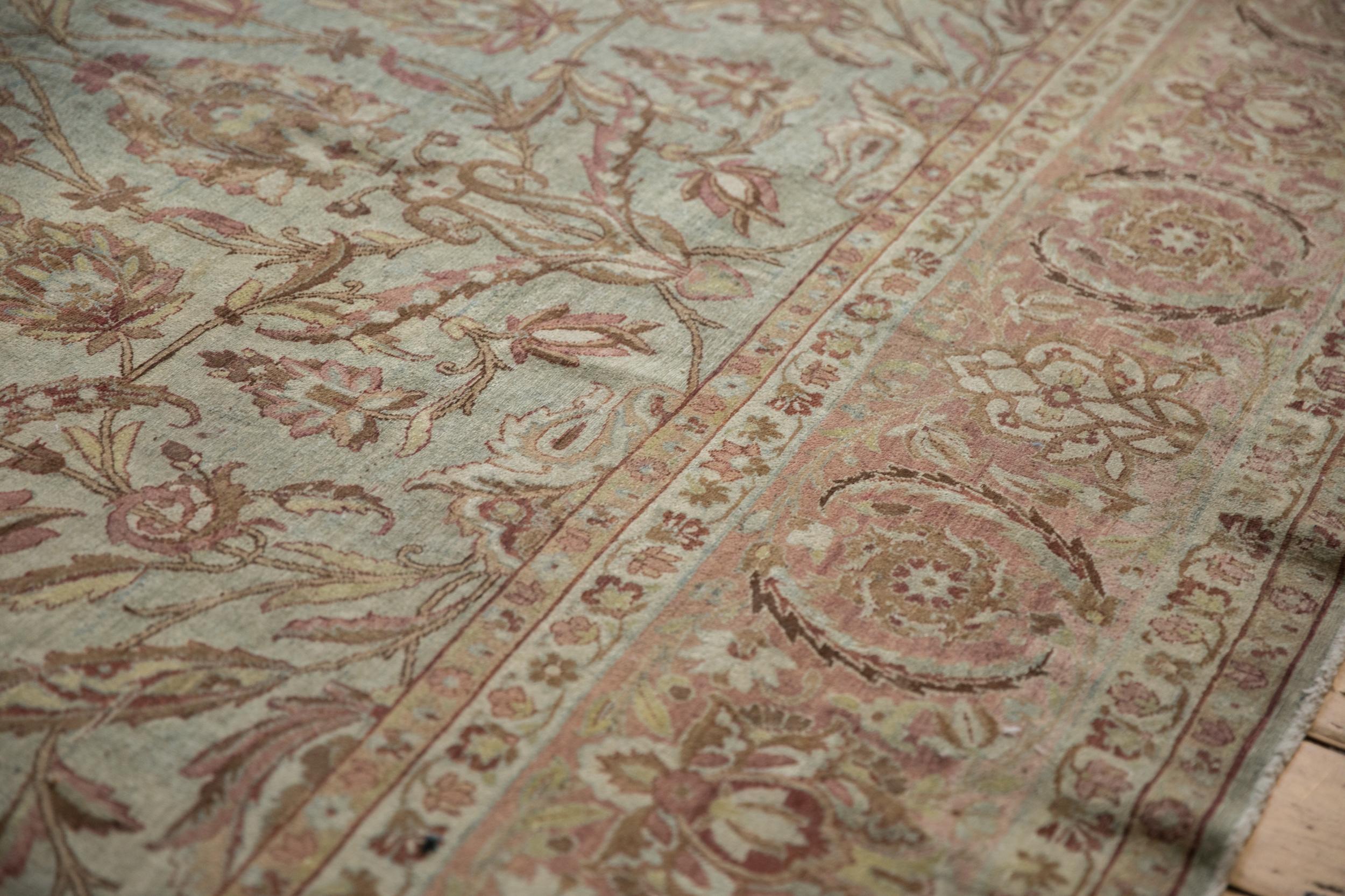 Hand-Knotted Vintage Distressed Yezd Carpet For Sale