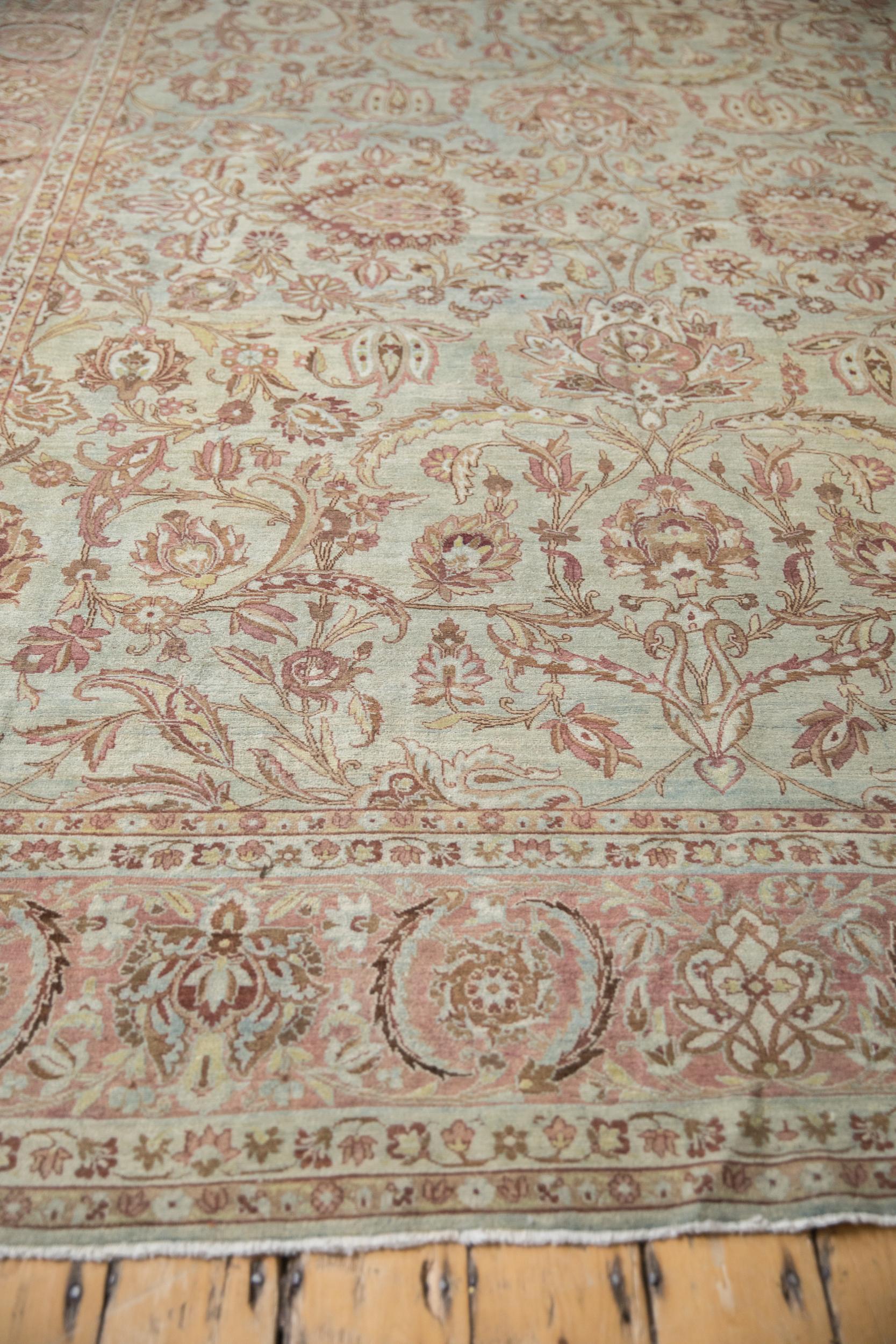 Wool Vintage Distressed Yezd Carpet For Sale