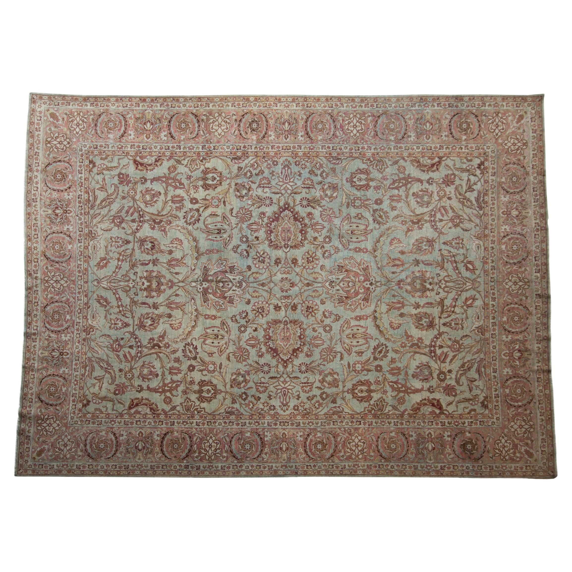 Vintage Distressed Yezd Carpet For Sale