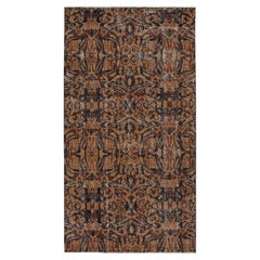 Vintage Distressed Zeki Muren Rug in Brown and Blue Patterns