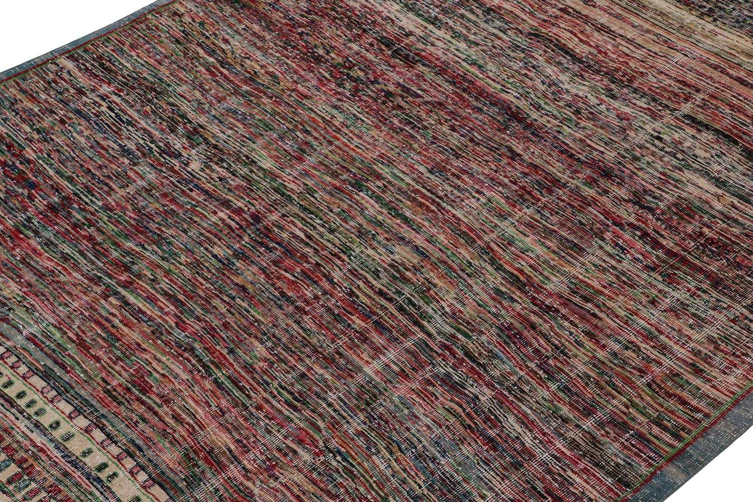 Hand-Knotted Vintage Distressed Zeki Muren Rug in Polychromatic Patterns, by Rug & Kilim For Sale