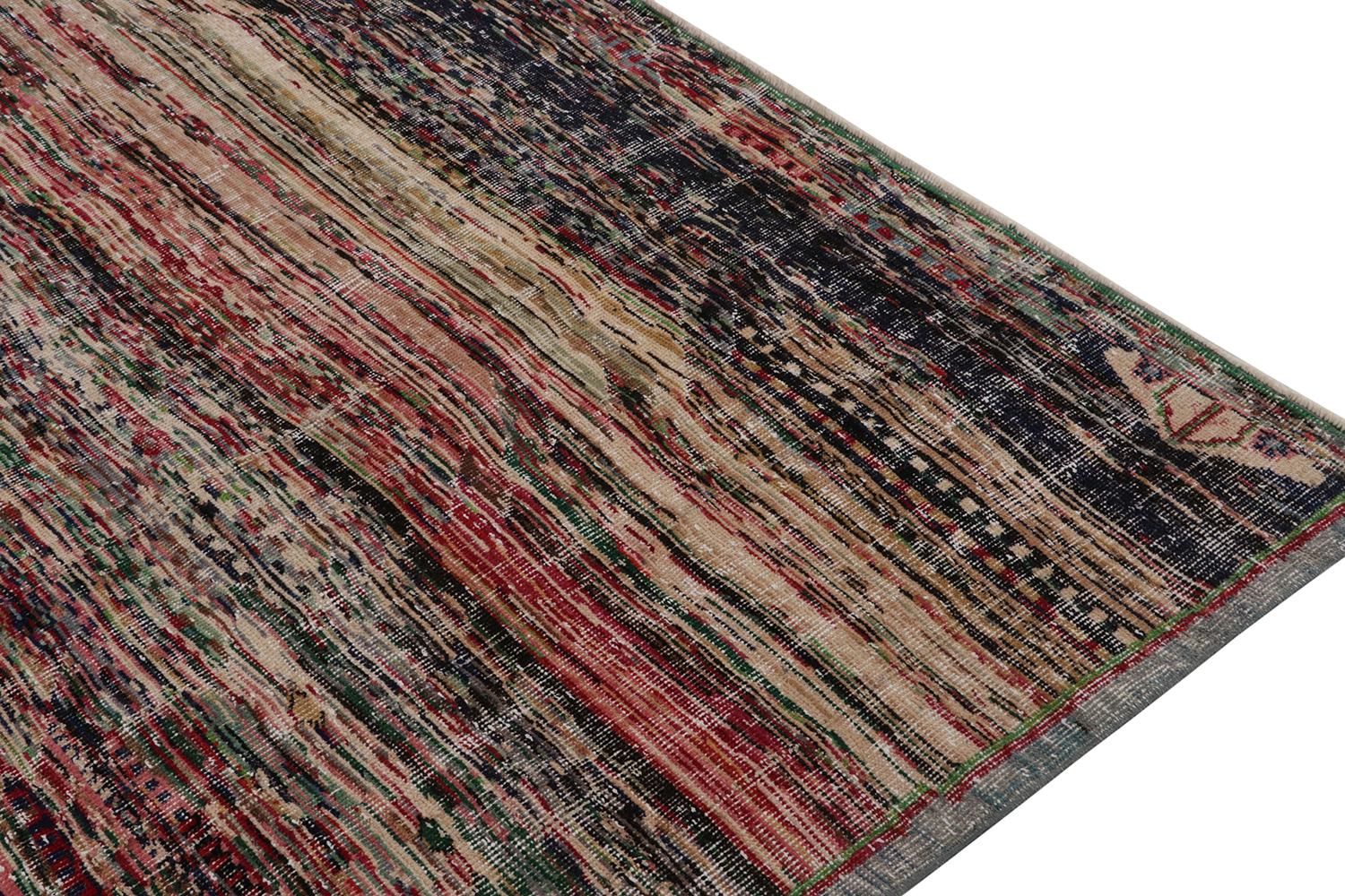 Vintage Distressed Zeki Muren Rug in Polychromatic Patterns, by Rug & Kilim In Good Condition For Sale In Long Island City, NY