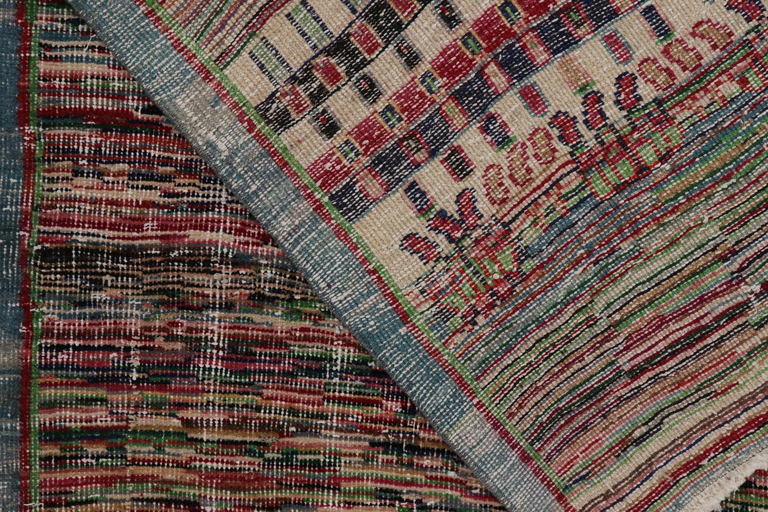 Wool Vintage Distressed Zeki Muren Rug in Polychromatic Patterns, by Rug & Kilim For Sale