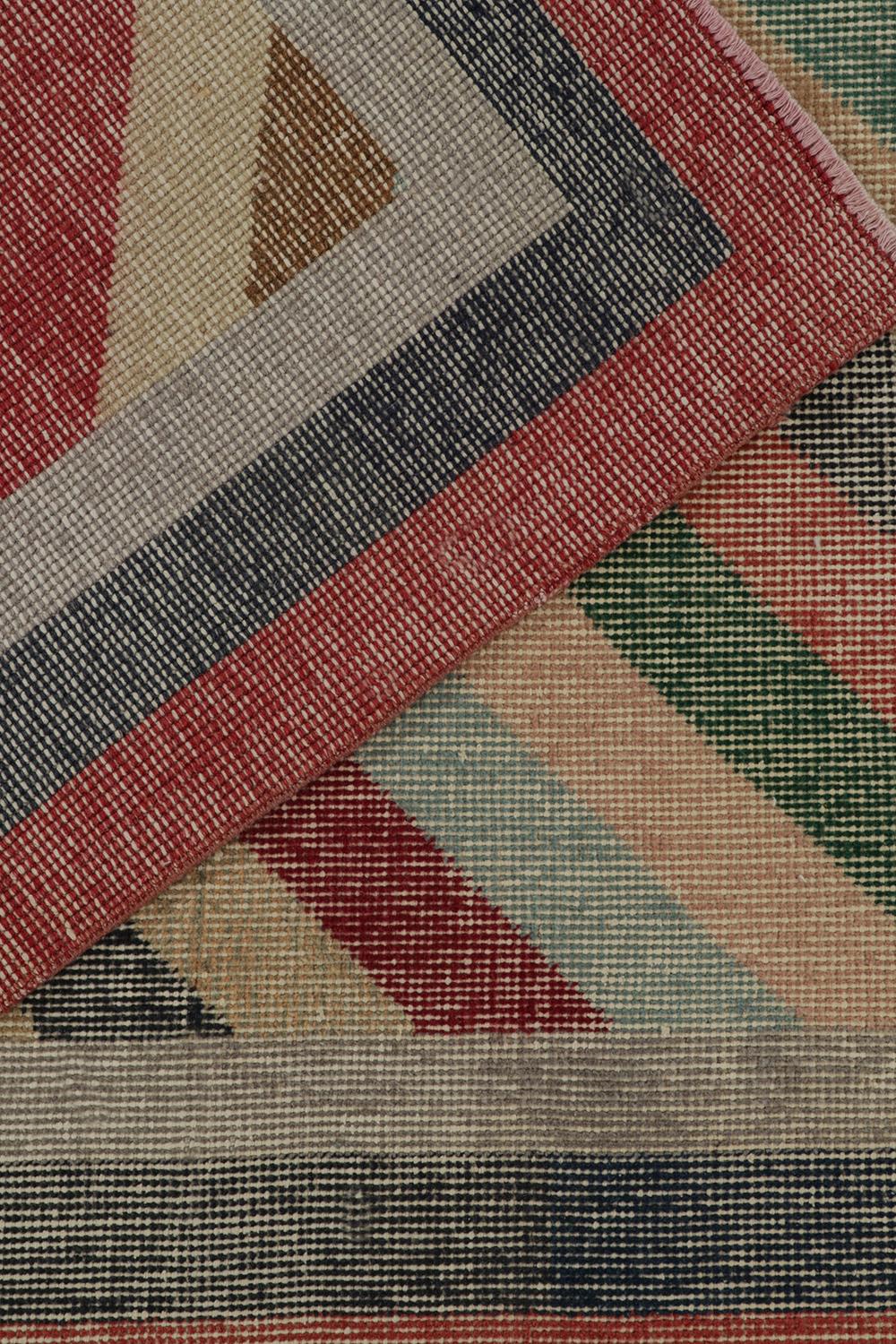 Mid-20th Century Vintage Distressed Zeki Müren Rug in Polychromatic Stripes, by Rug & Kilim For Sale
