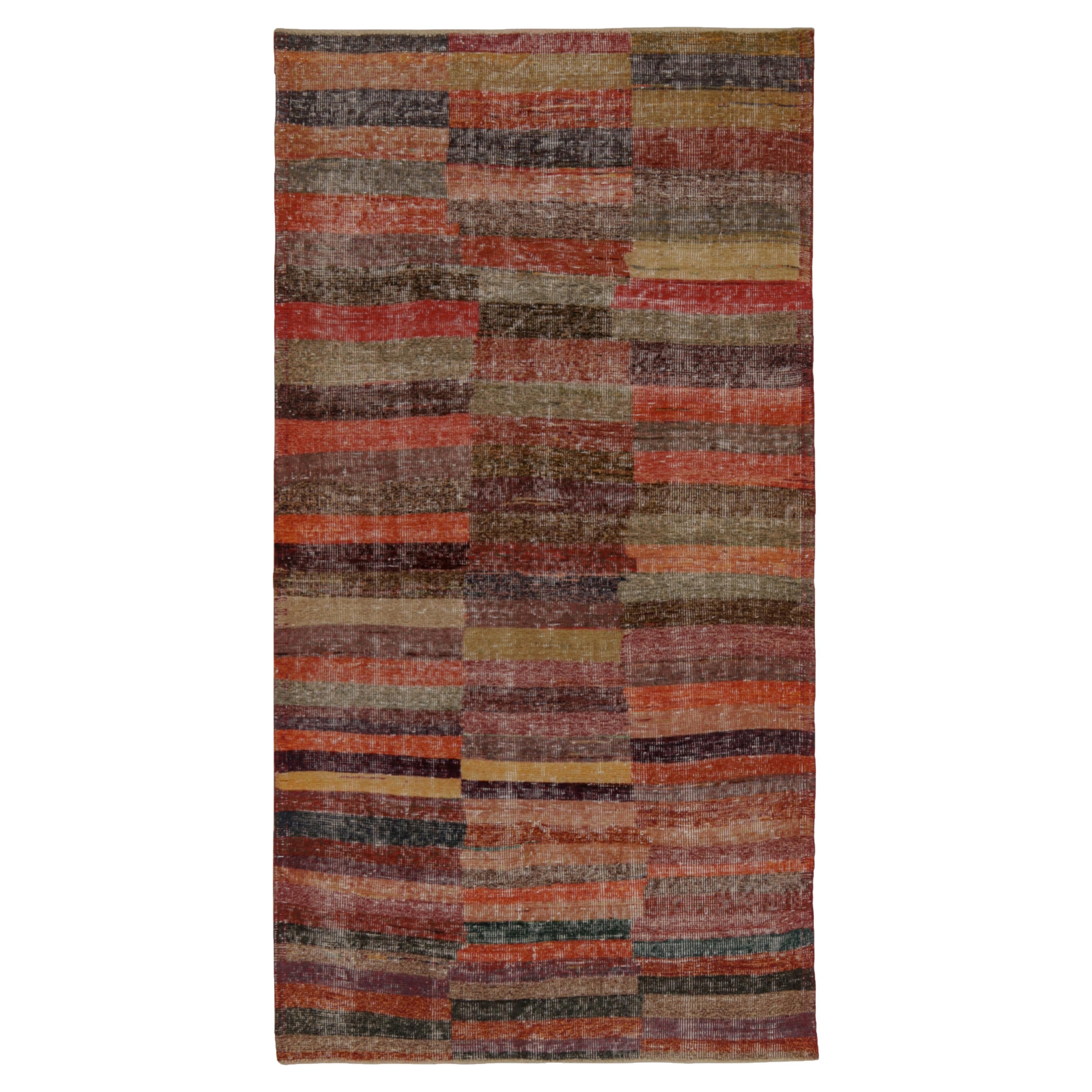 Vintage Distressed Zeki Müren Rug in Polychromatic Stripes, by Rug & Kilim