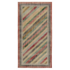 Vintage Distressed Zeki Müren Rug in Polychromatic Stripes, by Rug & Kilim