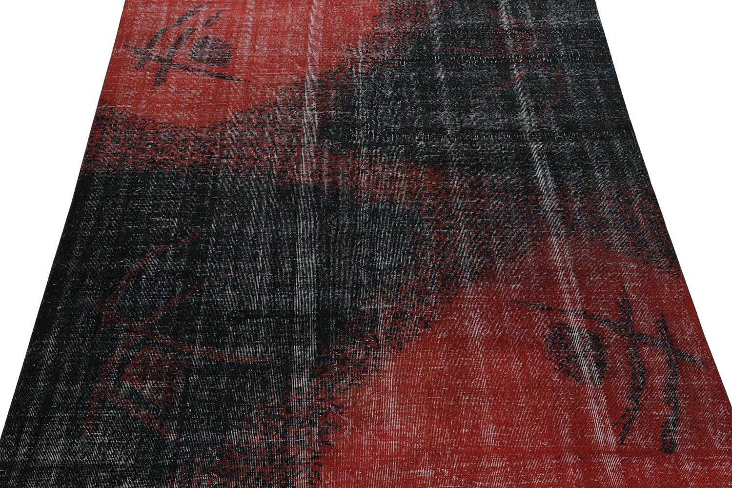 Vintage Zeki Müren Teppich in Rot und Schwarz mit Dekomuster, von Rug & Kilim (Art déco) im Angebot