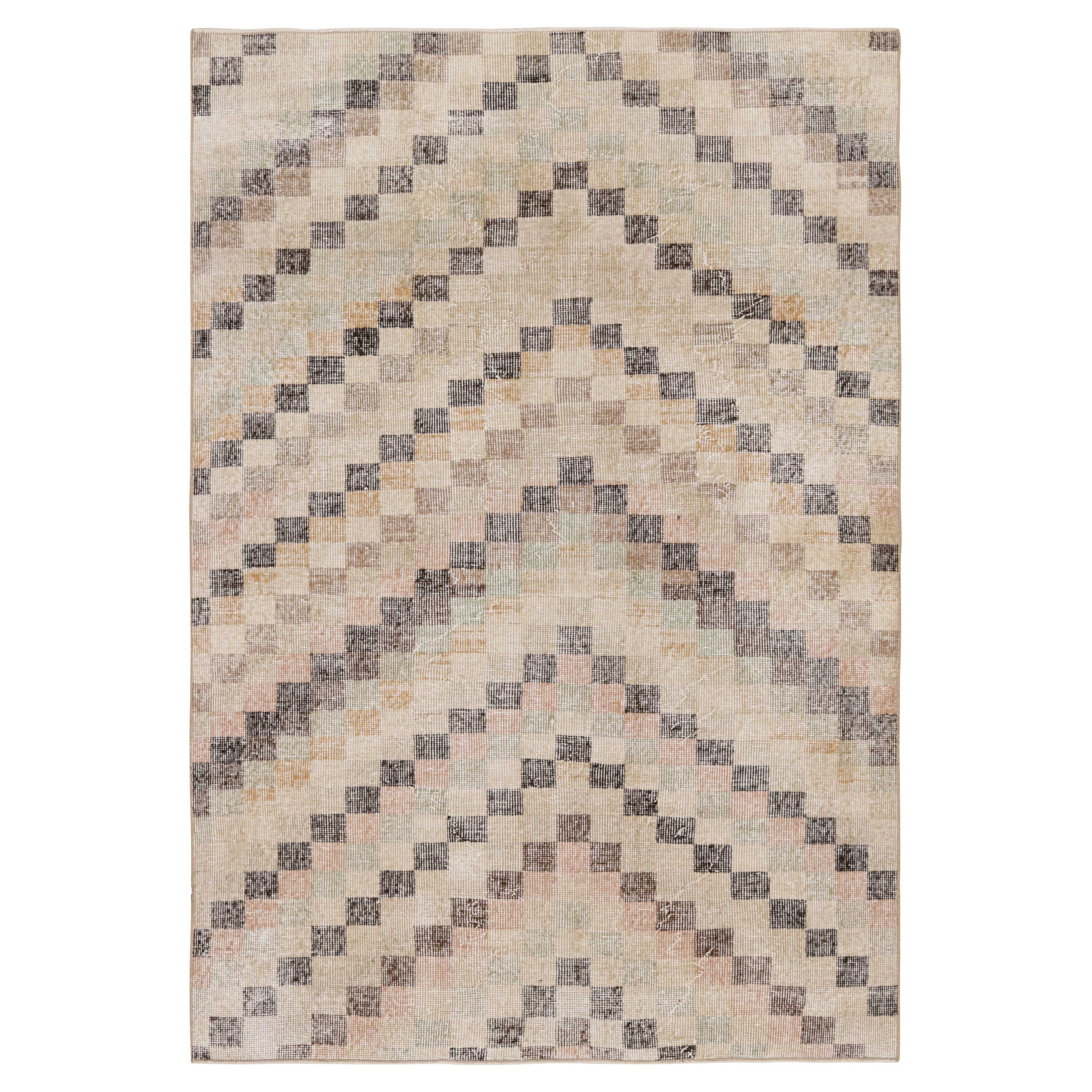 Zeki Müren Teppich mit geometrischen Mustern im Vintage-Stil  Rug & Kilim im Angebot