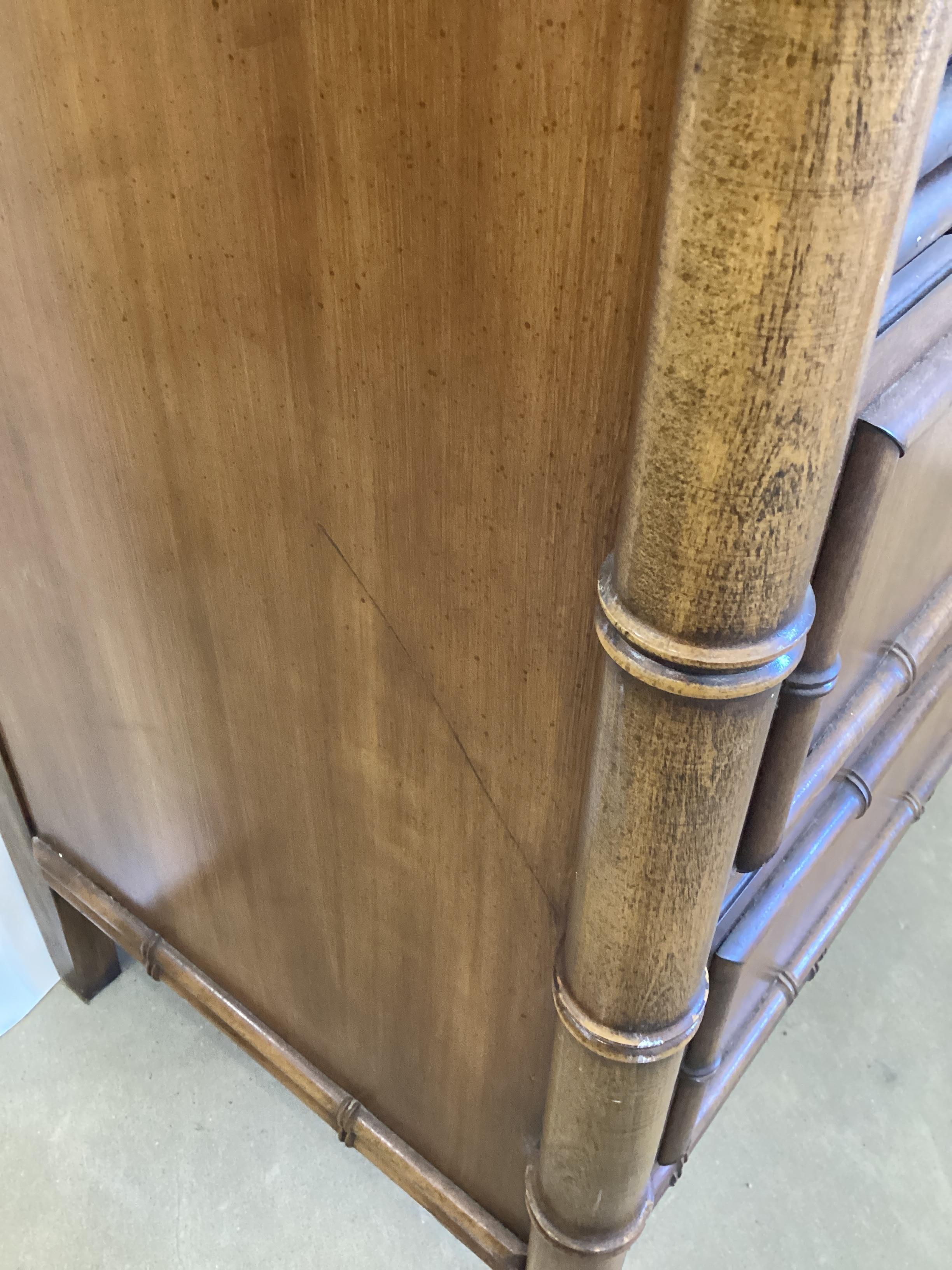 Late 20th Century Vintage Dixie Furniture Fruitwood and Rattan Armoire For Sale