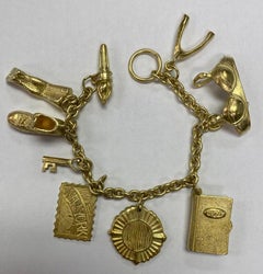 Vintage DKNY Donna Karan of NY Multi Charm Gold Bracelet