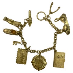 Vintage DKNY Donna Karan of NY Multi Charm Gold Bracelet