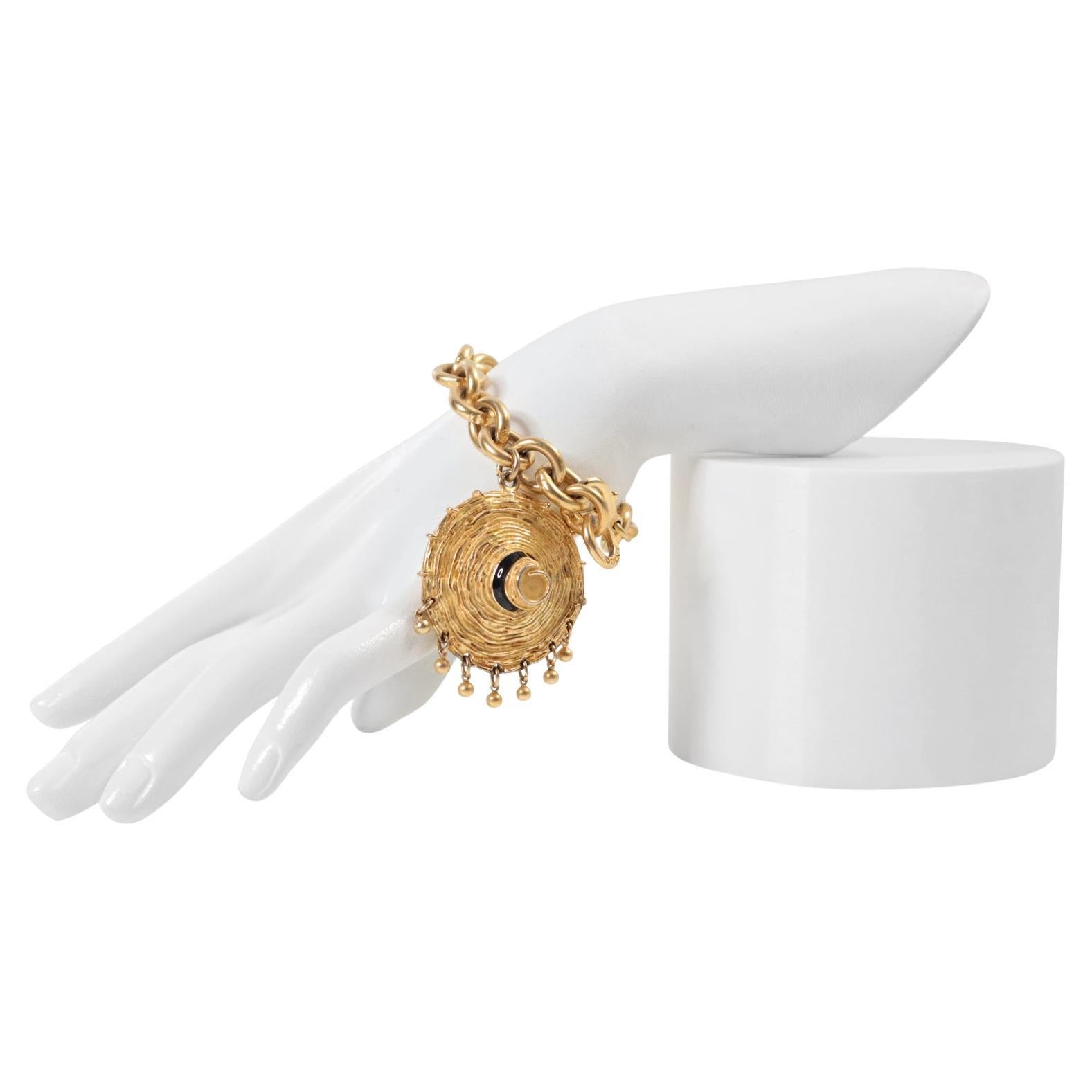 Vintage DKNY Gold baumelnden Hut CIRCA 1980s im Angebot