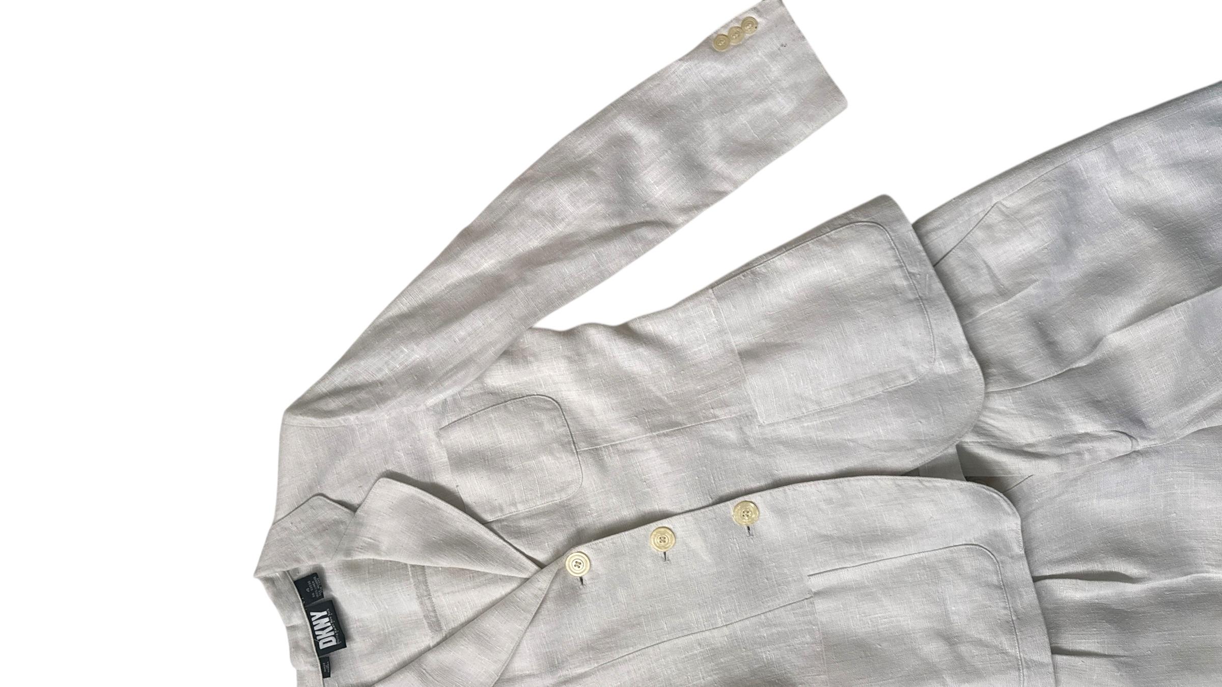 Vintage DKNY Ivory Casual Linen Suit im Angebot 7
