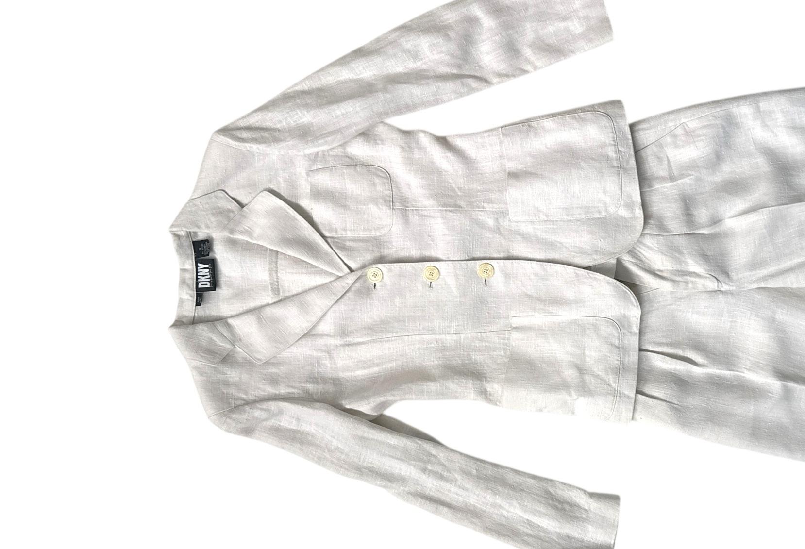 Vintage DKNY Ivory Casual Linen Suit im Angebot 8