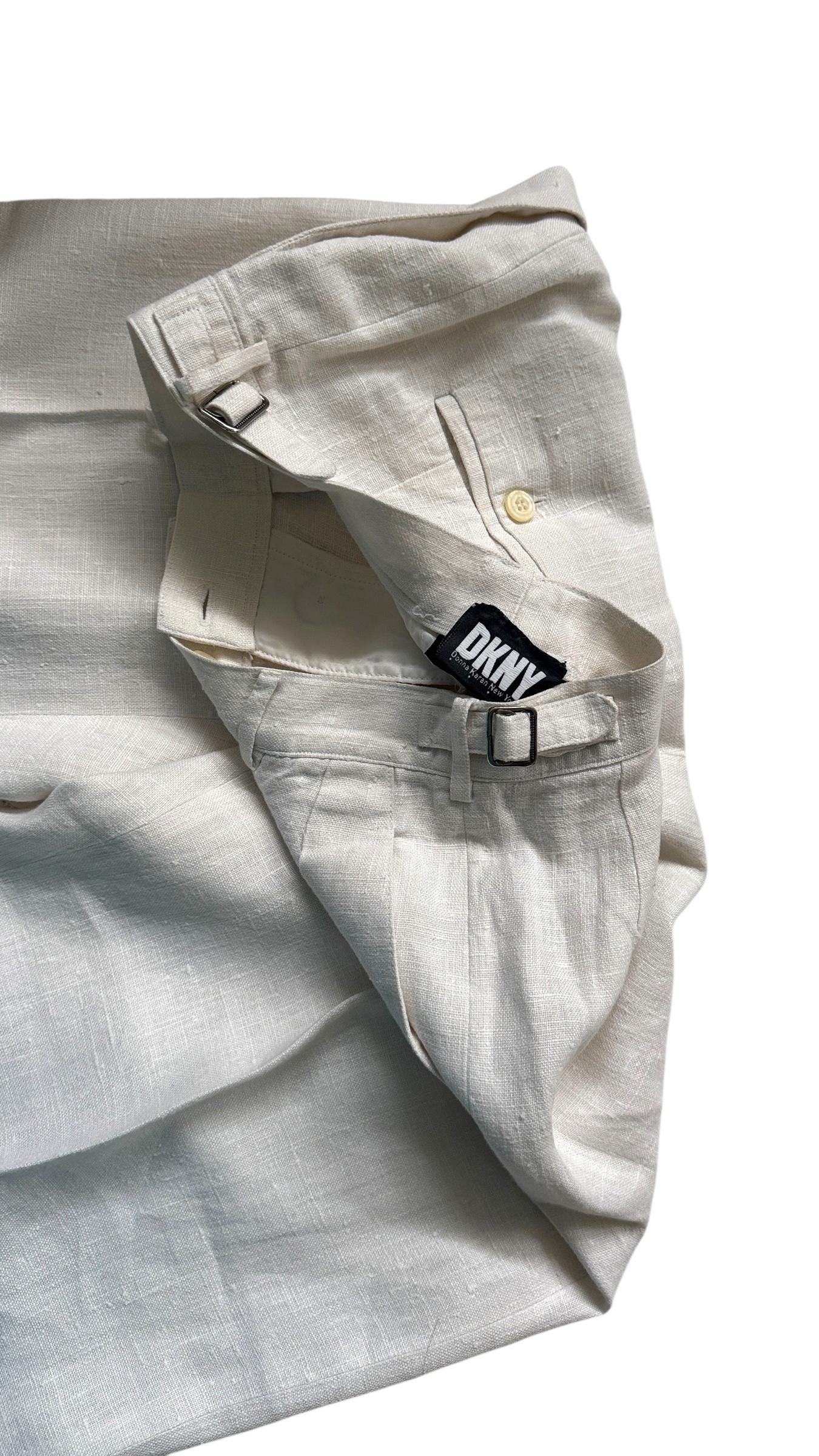 Vintage DKNY Ivory Casual Linen Suit im Angebot 10