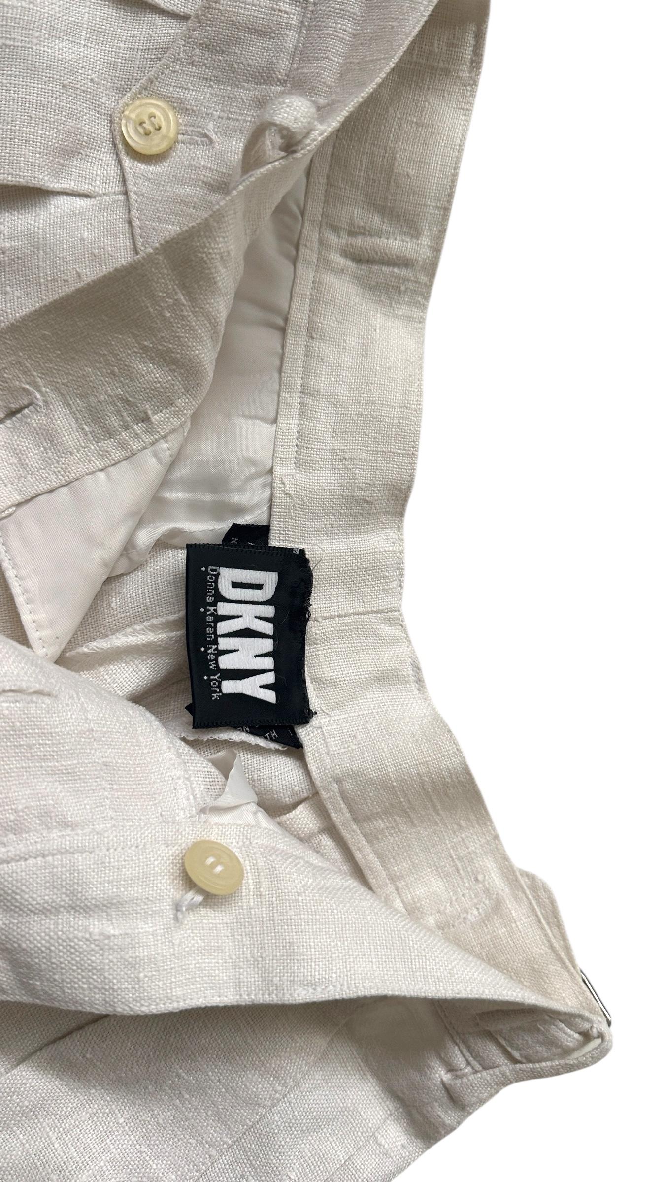 Vintage DKNY Ivory Casual Linen Suit im Angebot 15