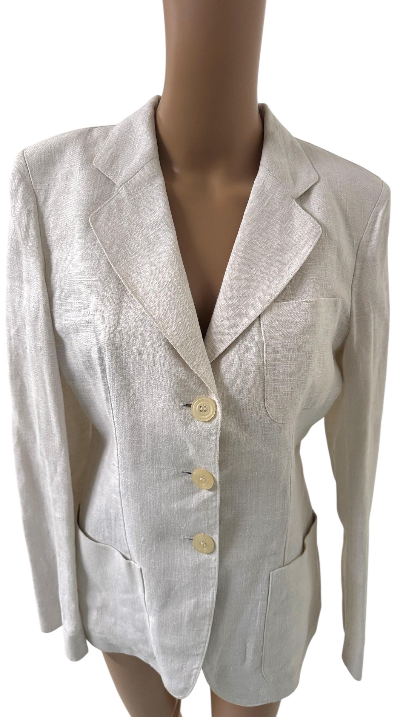 Vintage DKNY Ivory Casual Linen Suit im Angebot 2