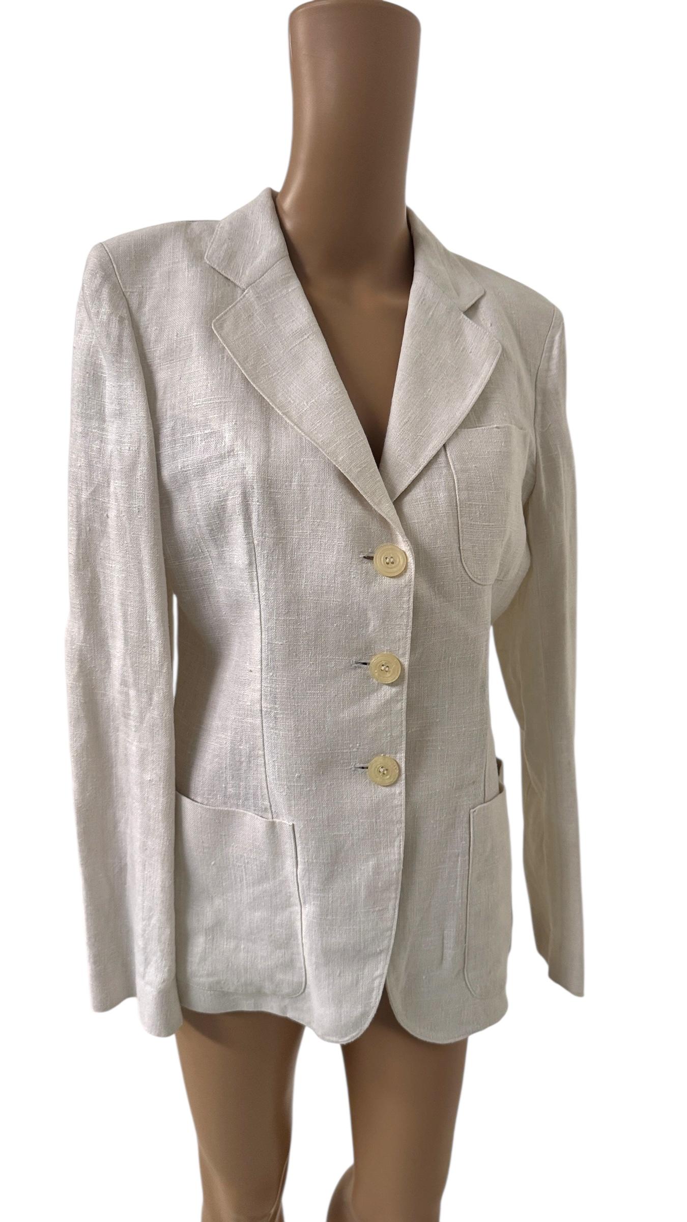 Vintage DKNY Ivory Casual Linen Suit im Angebot 3