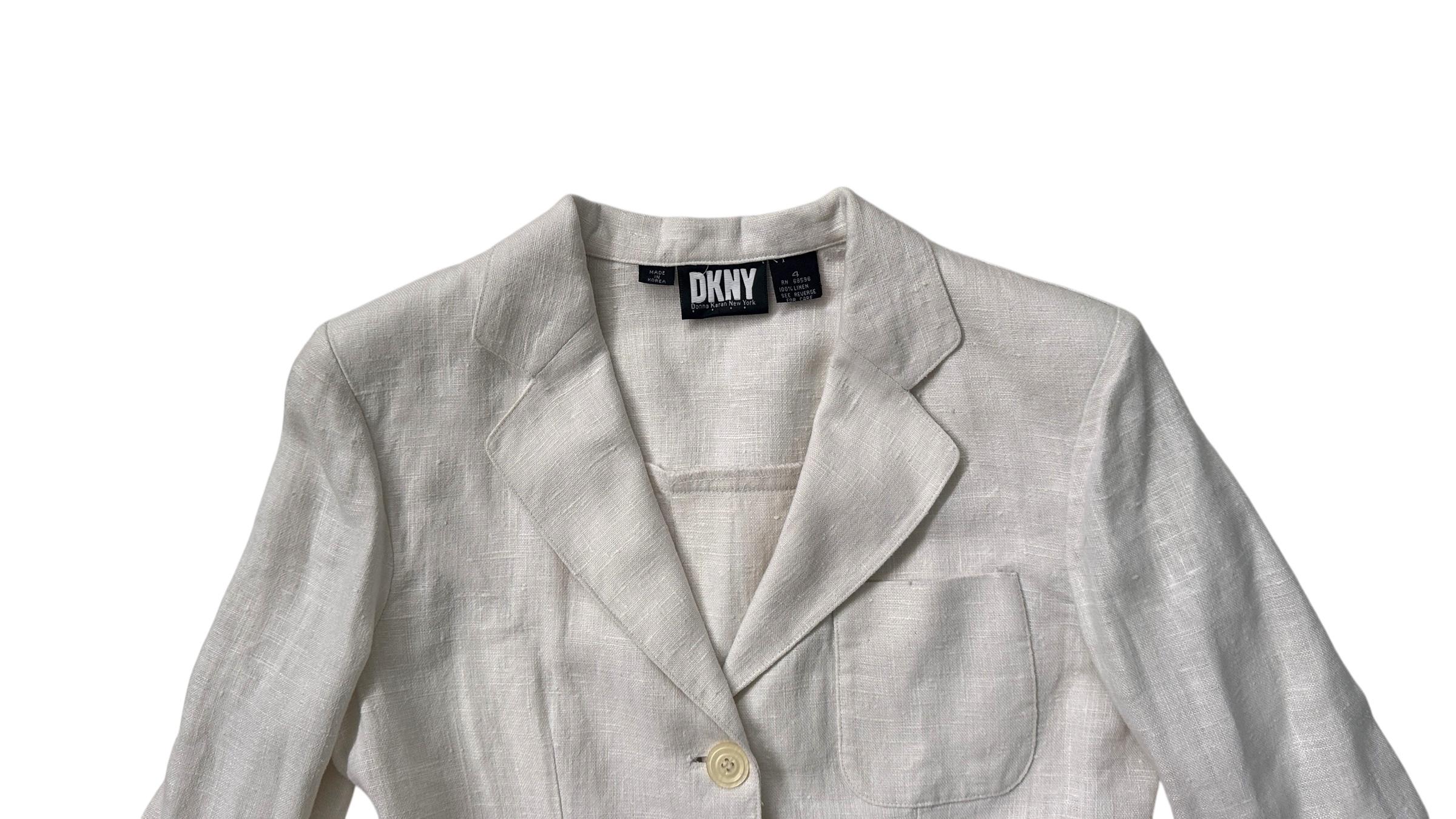 Vintage DKNY Ivory Casual Linen Suit im Angebot 4