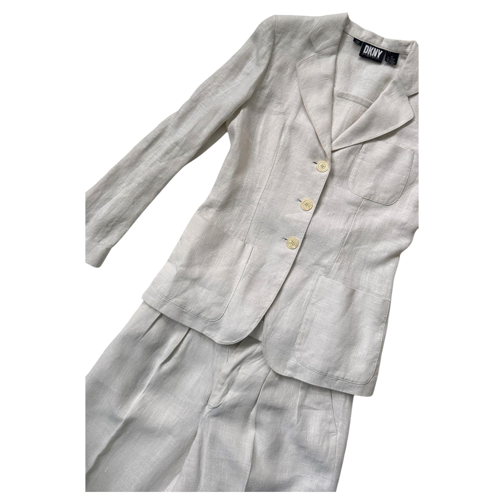 Vintage DKNY Ivory Casual Linen Suit - We pay for import duty!