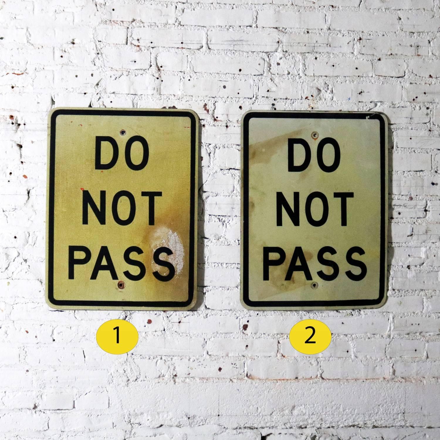 Aluminum Vintage Do Not Pass Metal Traffic Signs For Sale